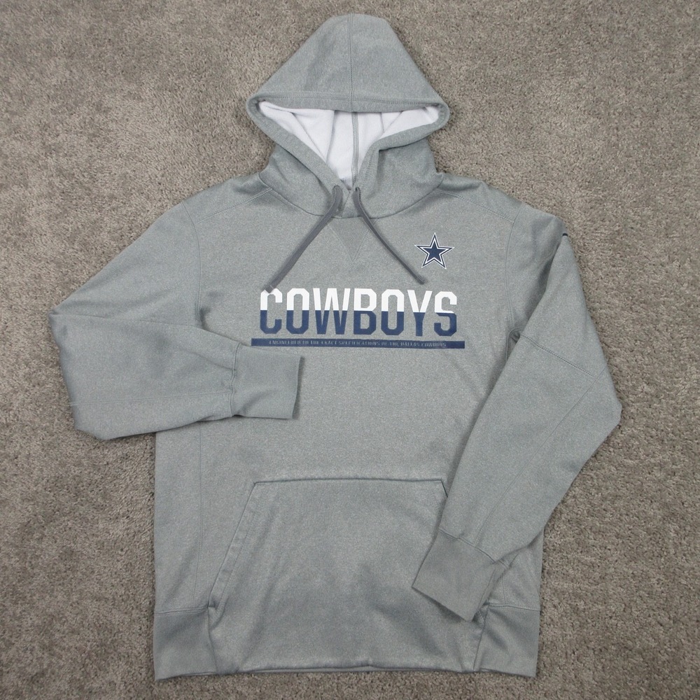 Dallas Cowboys Sweater Mens Medium Gray Hoodie Sweatshirt Nike Thermafit‎ Fleece